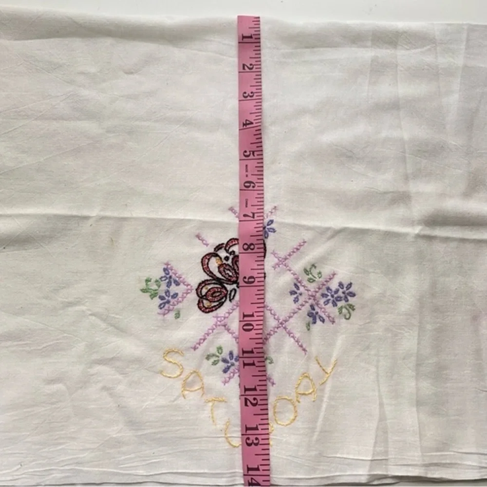 Vintage Flour Sack Embroidered Weekend Days Kitchen Towels Fri Sat Sun Butterfly